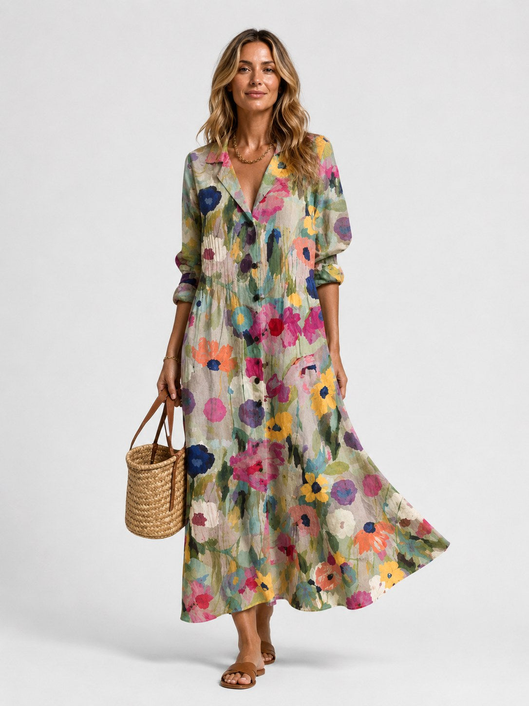 Maisie | Women's Printed Shirt Dress, Relaxed-Fit Everyday Dress | My Sweet Wardrobe | Orange
