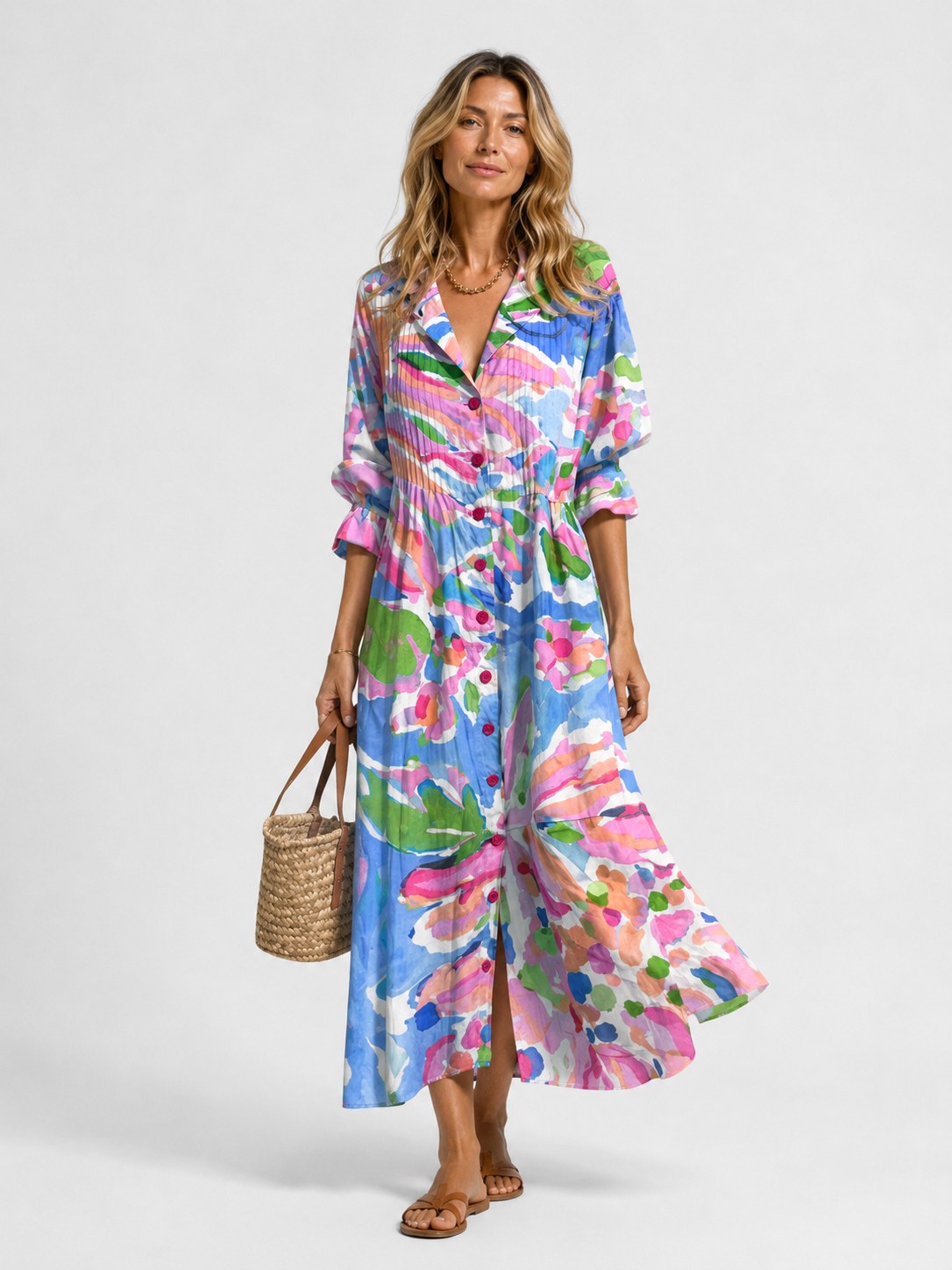 Maisie | Women's Printed Shirt Dress, Relaxed-Fit Everyday Dress | My Sweet Wardrobe | Light Blue
