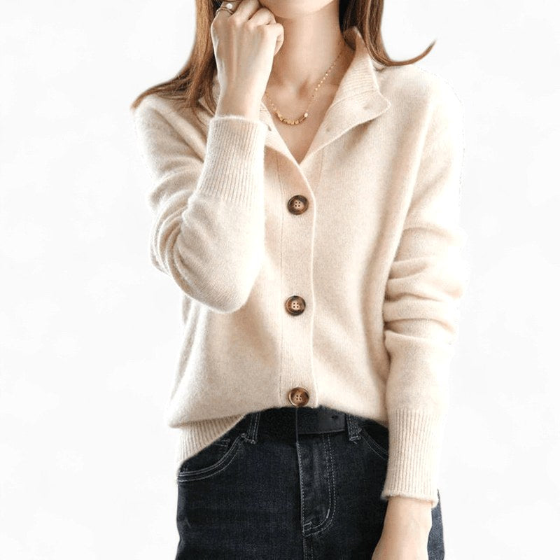 Mallory | Women's Cashmere Cardigan, Classic Button-Front Cardigan | Dressific