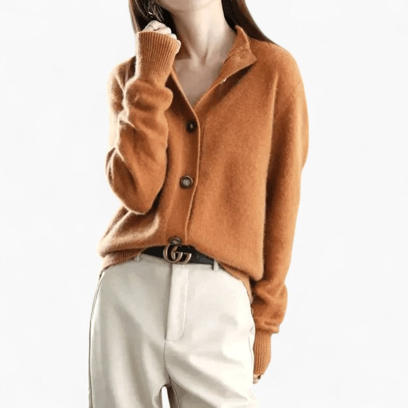 Mallory | Women's Cashmere Cardigan, Classic Button-Front Cardigan | Dressific