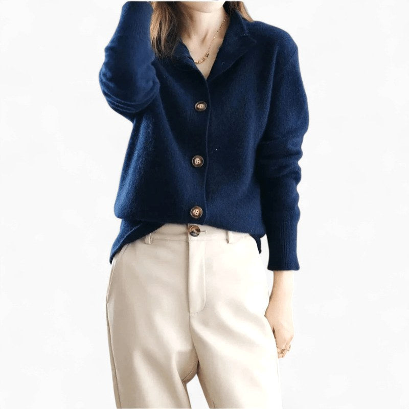 Mallory | Women's Cashmere Cardigan, Classic Button-Front Cardigan | Dressific