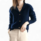 Mallory | Women's Cashmere Cardigan, Classic Button-Front Cardigan | Dressific
