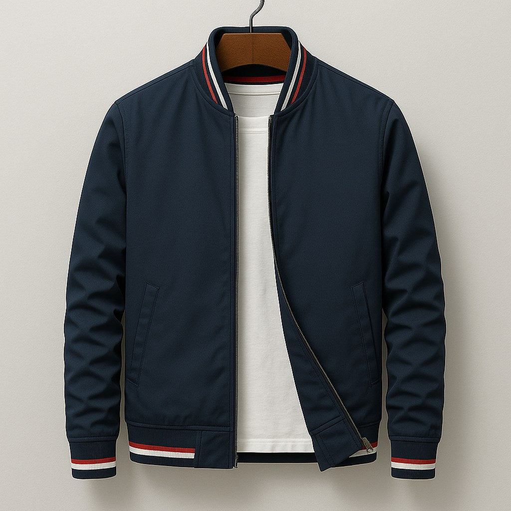 Martin | Lightweight Bomber Jacket with Contrast Details; Sporty Transitional Jacket | My Sweet Wardrobe