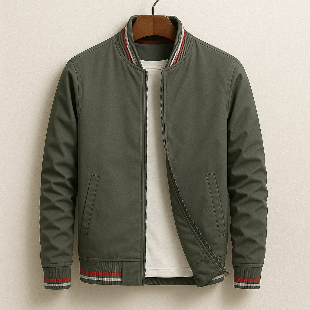 Martin | Lightweight Bomber Jacket with Contrast Details; Sporty Transitional Jacket | My Sweet Wardrobe