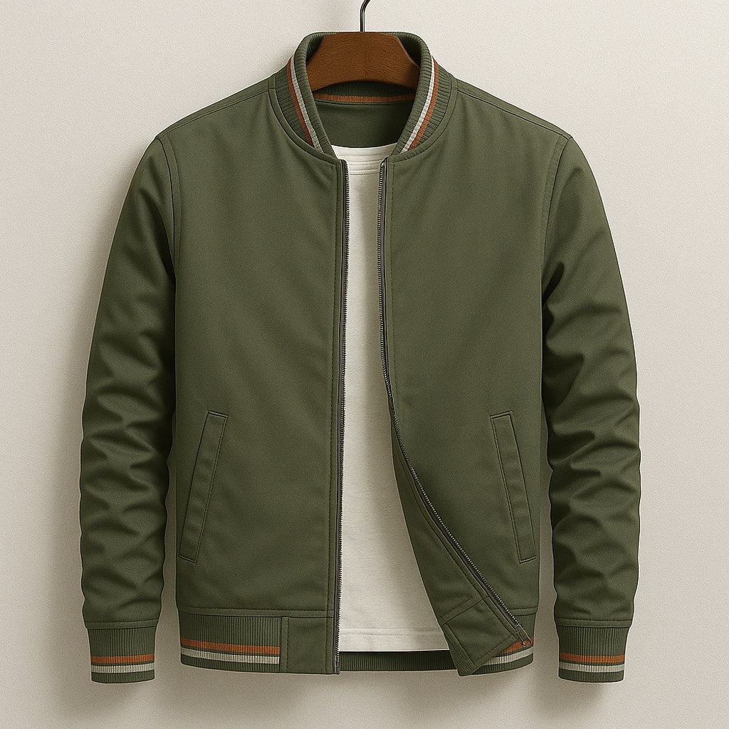 Martin | Lightweight Bomber Jacket with Contrast Details; Sporty Transitional Jacket | My Sweet Wardrobe