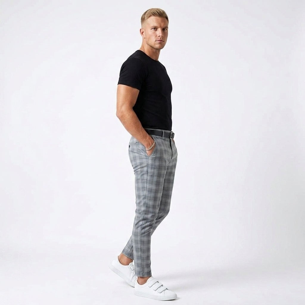 Mark | Men's Windowpane-Pattern Trousers – Elegant Business Trousers | My Sweet Wardrobe