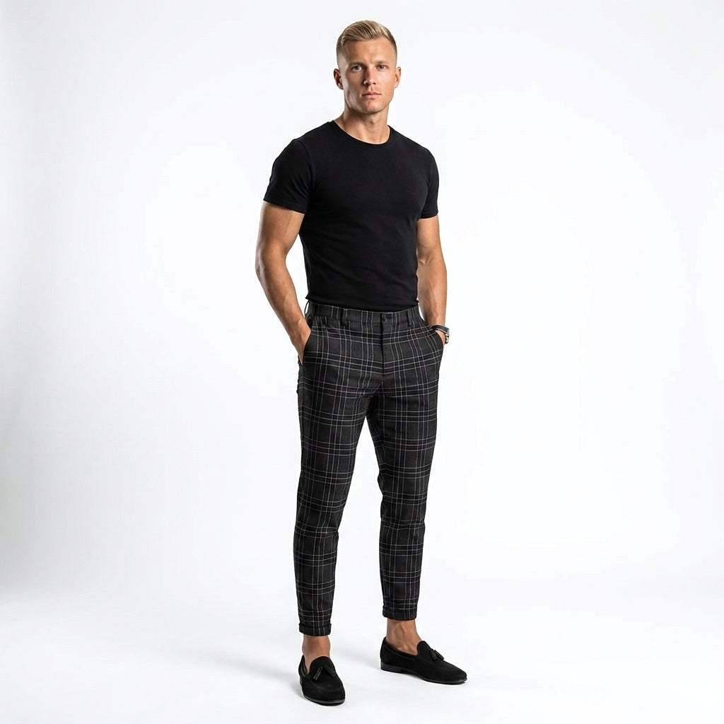Mark | Men's Windowpane-Pattern Trousers – Elegant Business Trousers | My Sweet Wardrobe
