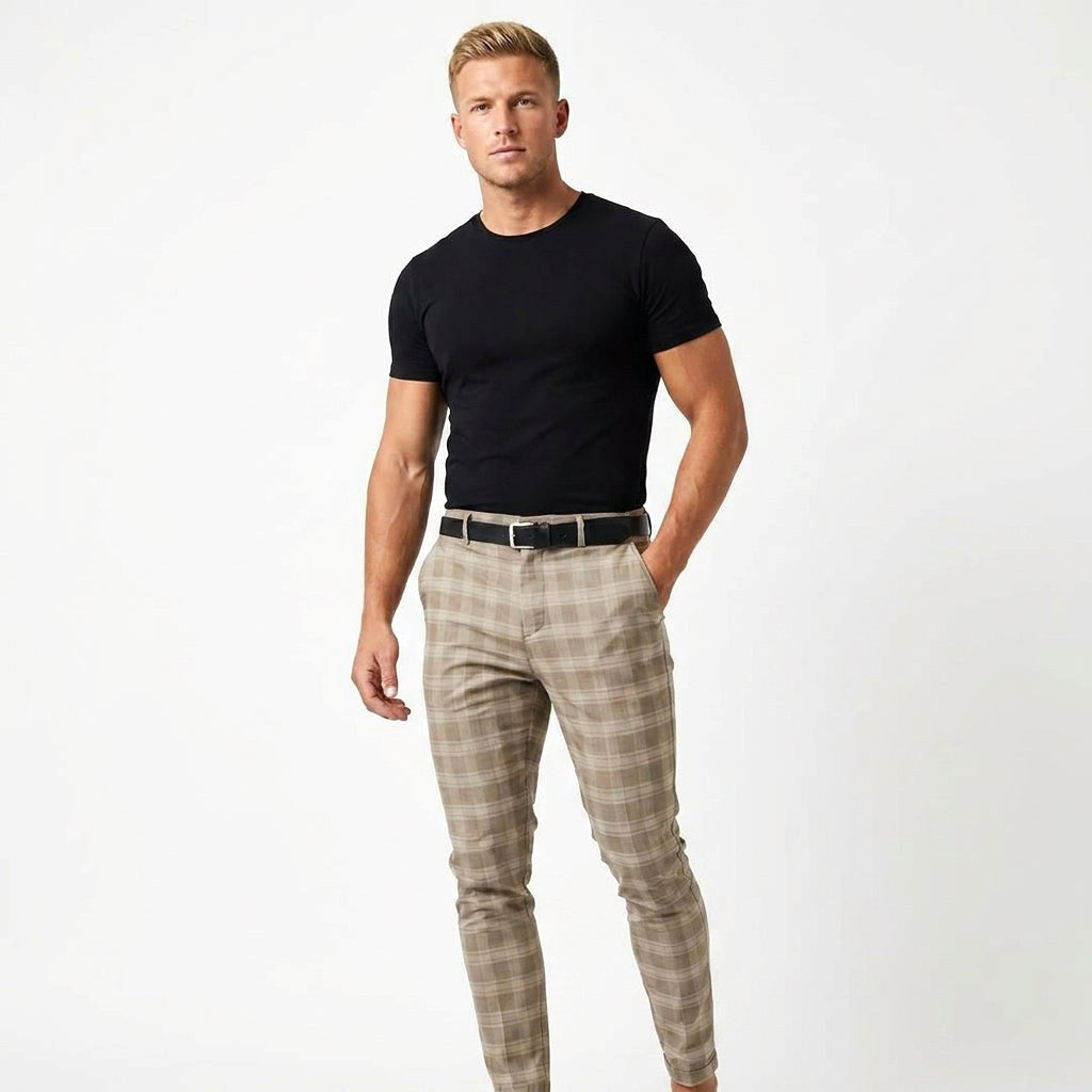 Mark | Men's Windowpane-Pattern Trousers – Elegant Business Trousers | My Sweet Wardrobe