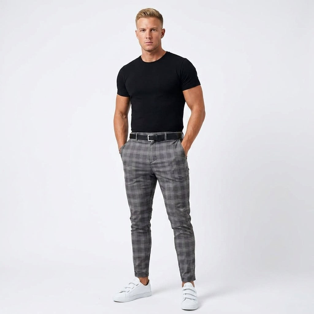 Mark | Men's Windowpane-Pattern Trousers – Elegant Business Trousers | My Sweet Wardrobe