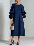 Margaret | Women's A-Line Midi Dress with Floral Cuffs | My Sweet Wardrobe