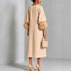 Margaret | Women's A-Line Midi Dress with Floral Cuffs | My Sweet Wardrobe