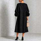 Margaret | Women's A-Line Midi Dress with Floral Cuffs | My Sweet Wardrobe
