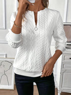 Margot | Women's Quarter-Zip Knit Jumper, Cosy Everyday Jumper | My Sweet Wardrobe | White