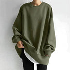 Marianne | Women's Oversized Crew Neck Tunic Sweater, Drop Shoulder Knitwear | My Sweet Wardrobe | Army Green