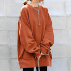Marianne | Women's Oversized Crew Neck Tunic Sweater, Drop Shoulder Knitwear | My Sweet Wardrobe | Orange