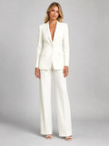 Martha | Women's Tailored Blazer and Wide-Leg Trousers Set, Smart Occasion Suit | My Sweet Wardrobe | White