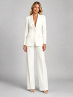 Martha | Women's Tailored Blazer and Wide-Leg Trousers Set, Smart Occasion Suit | My Sweet Wardrobe | White