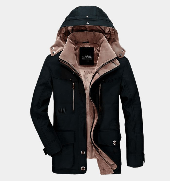 Martin | Men's Winter Coat with Hood and Pockets, Warm Winter Coat | My Sweet Wardrobe | Blue