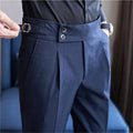 Mason | Men's Double-Pleat High-Waist Trousers, Tailored Tapered Trousers | Dressific | Blue