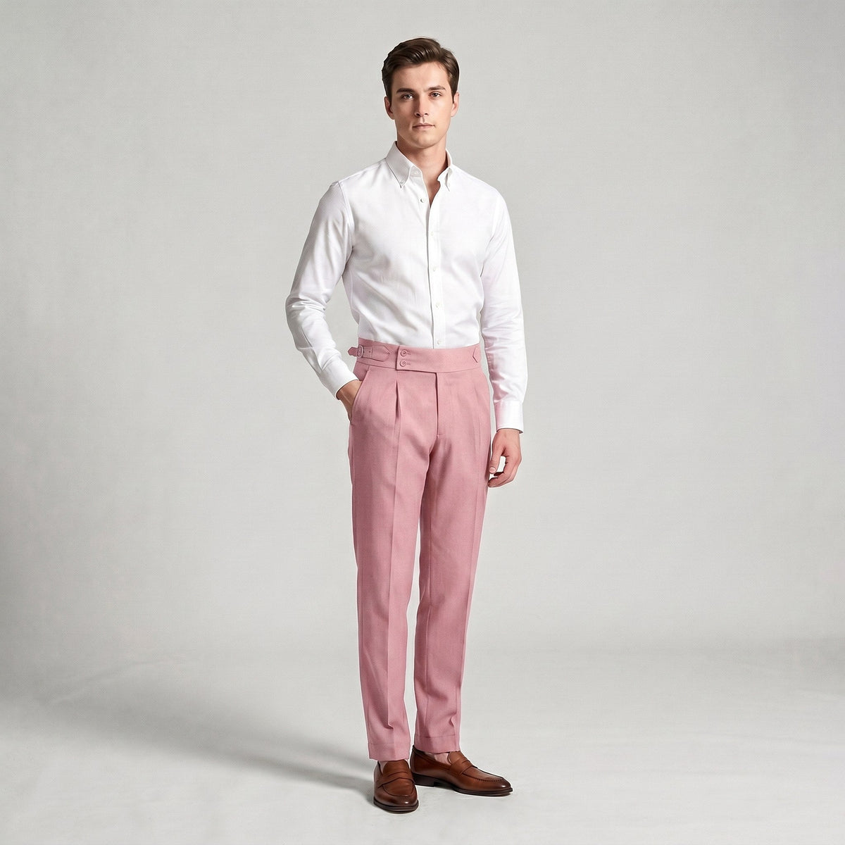 Mason | Men's Double-Pleat High-Waist Trousers, Tailored Tapered Trousers | Dressific