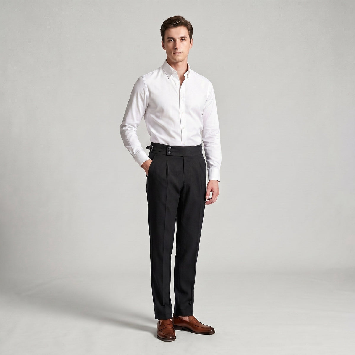 Mason | Men's Double-Pleat High-Waist Trousers, Tailored Tapered Trousers | Dressific