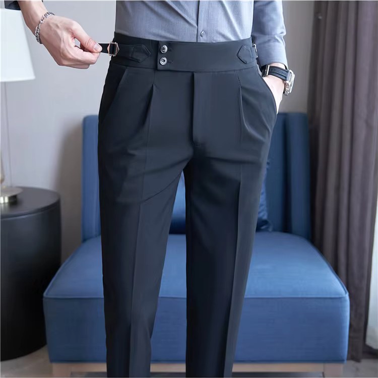 Mason | Men's Double-Pleat High-Waist Trousers, Tailored Tapered Trousers | Dressific