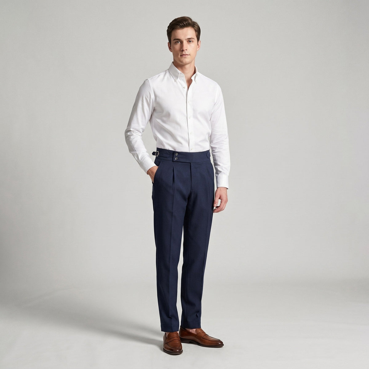 Mason | Men's Double-Pleat High-Waist Trousers, Tailored Tapered Trousers | Dressific | Pink