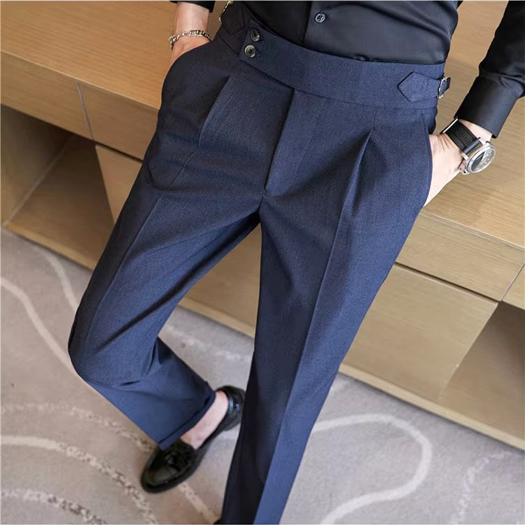 Mason | Men's Double-Pleat High-Waist Trousers, Tailored Tapered Trousers | Dressific