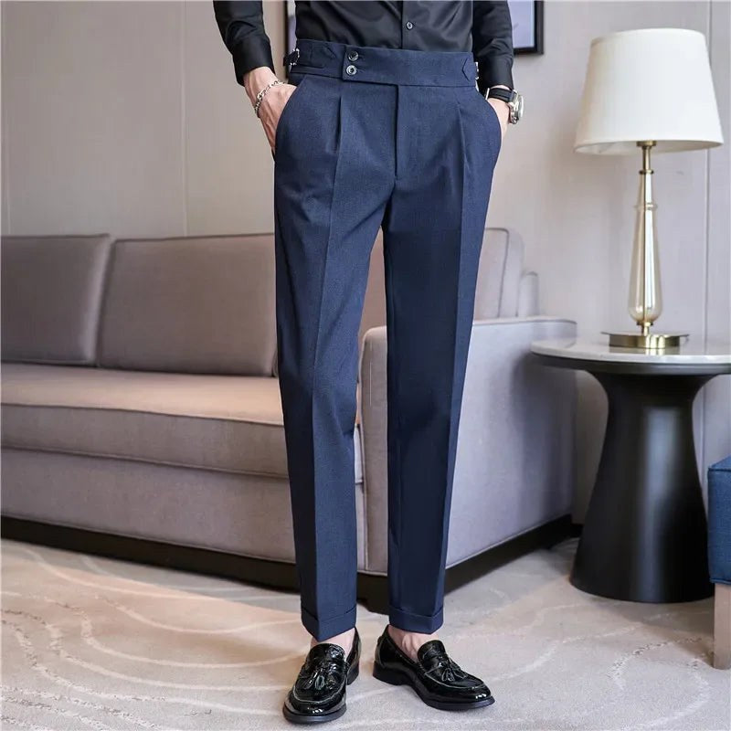 Mason | Men's Double-Pleat High-Waist Trousers, Tailored Tapered Trousers | Dressific