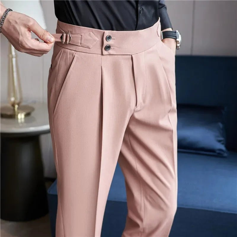 Mason | Men's Double-Pleat High-Waist Trousers, Tailored Tapered Trousers | Dressific