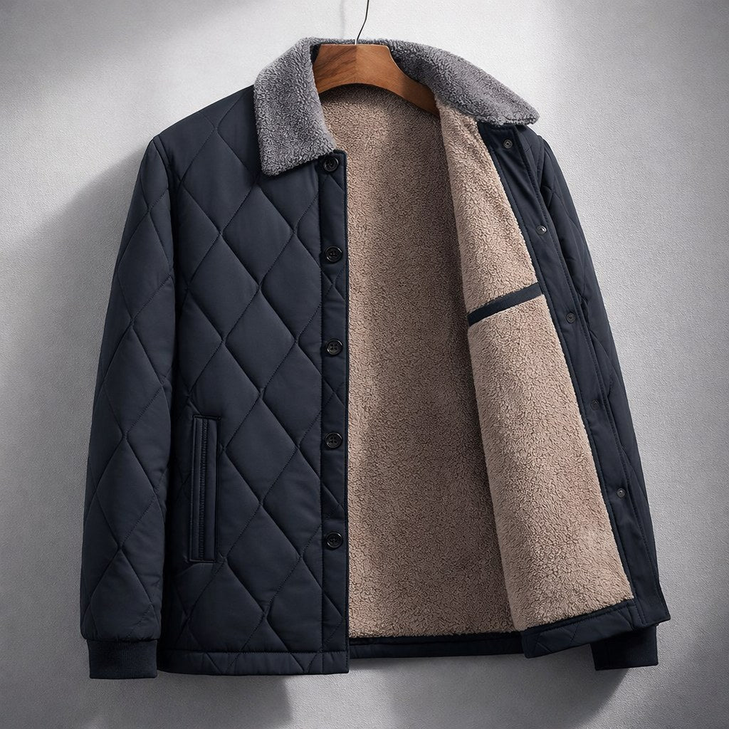 Mason | Men's Quilted Fleece Jacket, Warm Autumn Jacket | My Sweet Wardrobe | Black