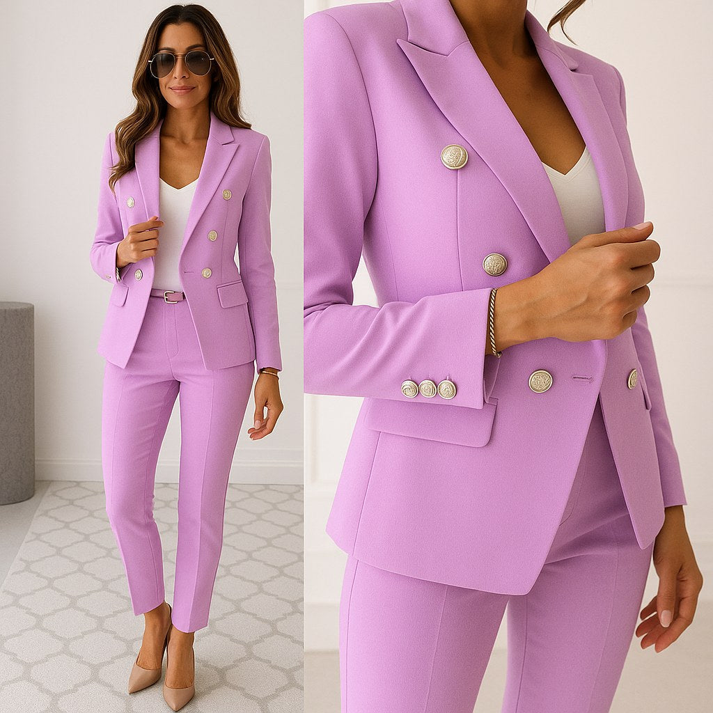 Matilda | Women's Slim-Fit Two-Piece Suit, Double-Breasted Blazer Suit | My Sweet Wardrobe