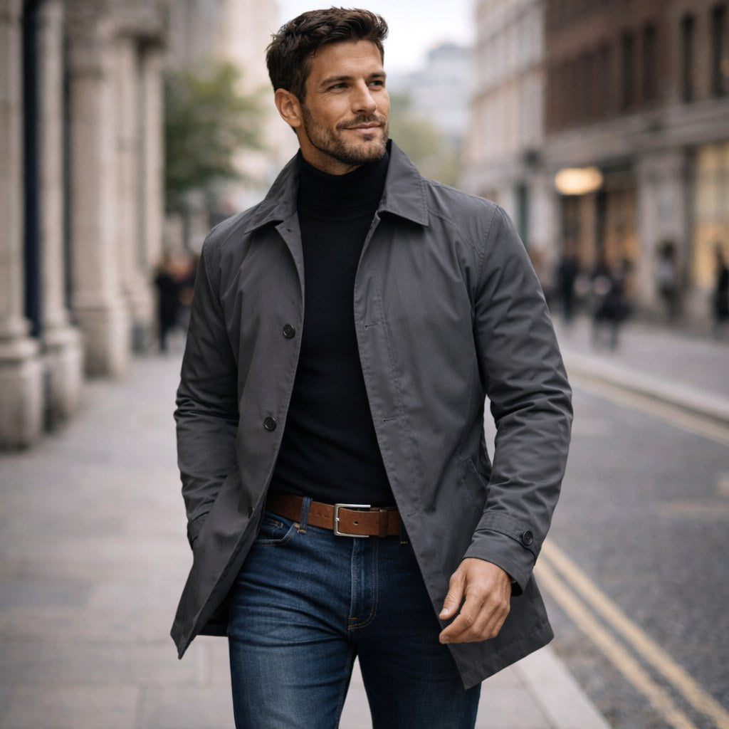 Matthias | Men's Jacket with Water-Resistant Surface, Modern Autumn Jacket | My Sweet Wardrobe | Grey