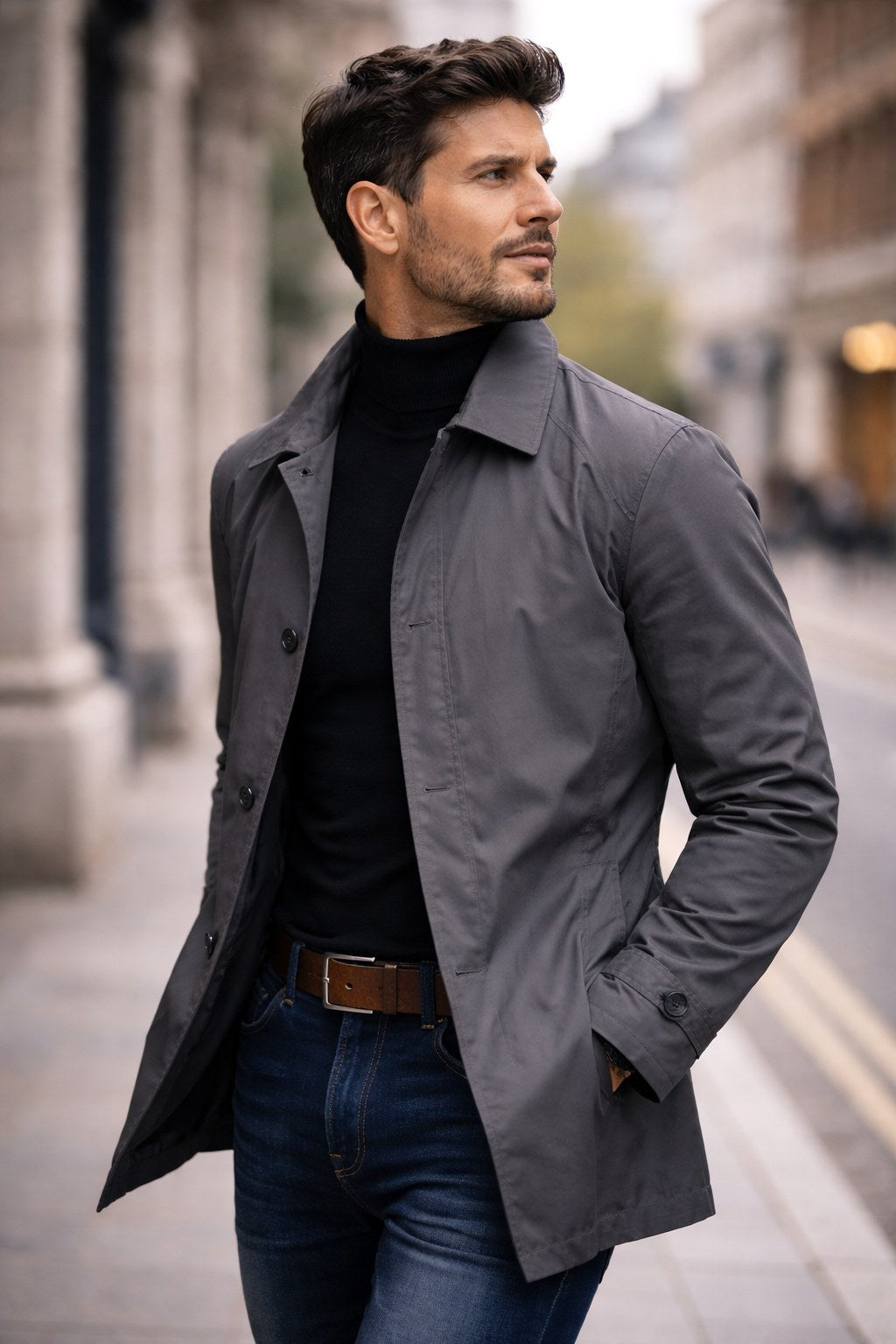 Matthias | Men's Jacket with Water-Resistant Surface, Modern Autumn Jacket | My Sweet Wardrobe | Grey