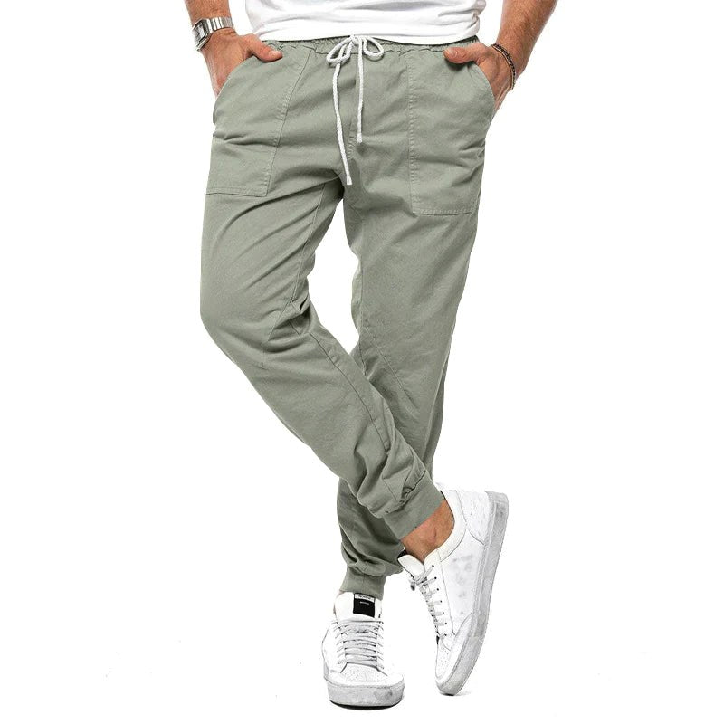 Max | Men's Slim-Fit Jogger Trousers, Drawstring Waist Casual Trousers | My Sweet Wardrobe | Green