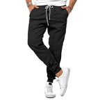 Max | Men's Slim-Fit Jogger Trousers, Drawstring Waist Casual Trousers | My Sweet Wardrobe | Black