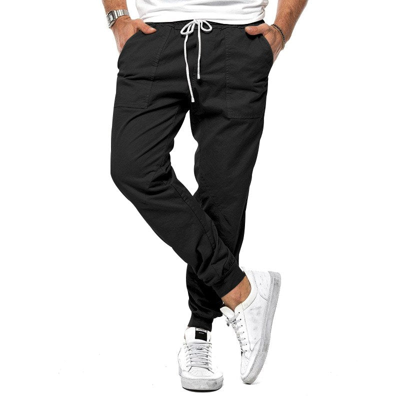 Max | Men's Slim-Fit Jogger Trousers, Drawstring Waist Casual Trousers | My Sweet Wardrobe | Black