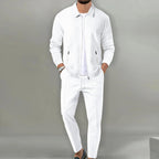 Maximilian | Men's Tracksuit with Zip-Up Jacket, Two-Piece Loungewear Set | My Sweet Wardrobe | Beige
