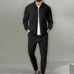 Maximilian | Men's Tracksuit with Zip-Up Jacket, Two-Piece Loungewear Set | My Sweet Wardrobe | Beige