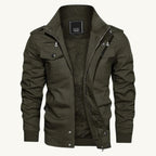 Maxwell | Men's Fleece-Lined Zip-Up Jacket, Military-Style Autumn Coat | My Sweet Wardrobe