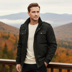 Maxwell | Men's Fleece-Lined Zip-Up Jacket, Military-Style Autumn Coat | My Sweet Wardrobe