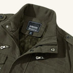 Maxwell | Men's Fleece-Lined Zip-Up Jacket, Military-Style Autumn Coat | My Sweet Wardrobe