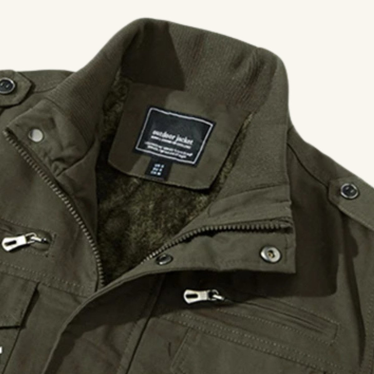 Maxwell | Men's Fleece-Lined Zip-Up Jacket, Military-Style Autumn Coat | My Sweet Wardrobe