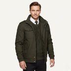 Maxwell | Men's Fleece-Lined Zip-Up Jacket, Military-Style Autumn Coat | My Sweet Wardrobe