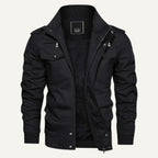Maxwell | Men's Fleece-Lined Zip-Up Jacket, Military-Style Autumn Coat | My Sweet Wardrobe