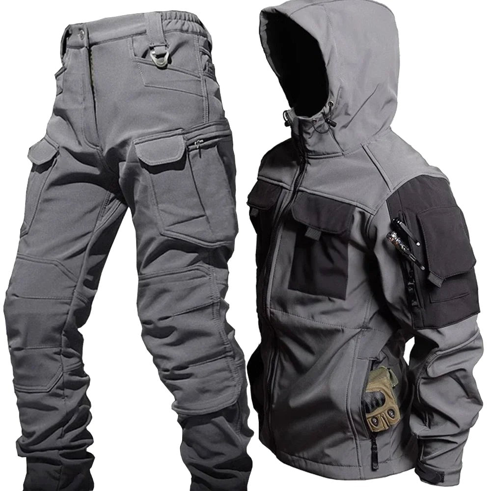 Michael | Men's Waterproof Thermal Suit with Multiple Pockets, Functional Autumn Tracksuit | My Sweet Wardrobe | Grey 2-Pack