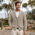 Michael | Men's Shawl Collar Cardigan with Button Front, Ribbed Knit Long Sleeve Cardigan | My Sweet Wardrobe
