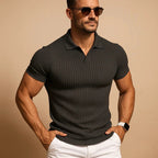 Miles | Men's Ribbed Polo Shirt with Classic Collar, Short-Sleeve Polo Shirt | My Sweet Wardrobe