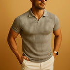 Miles | Men's Ribbed Polo Shirt with Classic Collar, Short-Sleeve Polo Shirt | My Sweet Wardrobe