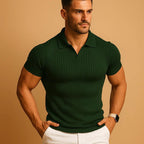 Miles | Men's Ribbed Polo Shirt with Classic Collar, Short-Sleeve Polo Shirt | My Sweet Wardrobe